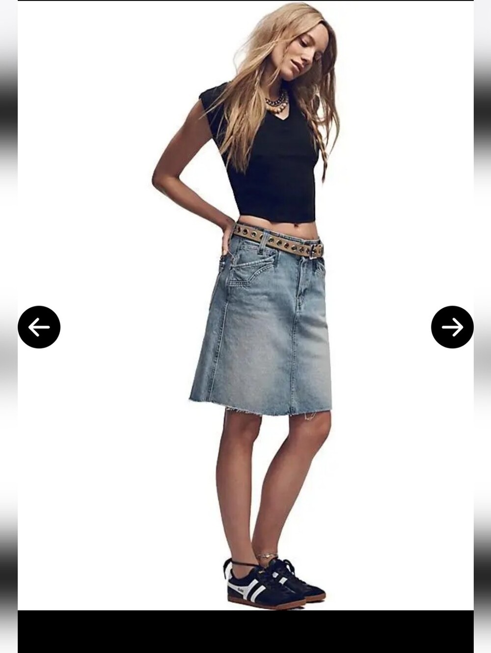 Free People We The Free Suzy Denim midi skirt Sz 26 $128
